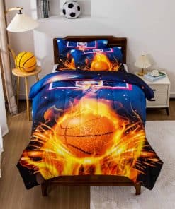 Juego de edredón Btargot Basketball Fire Court Twin para