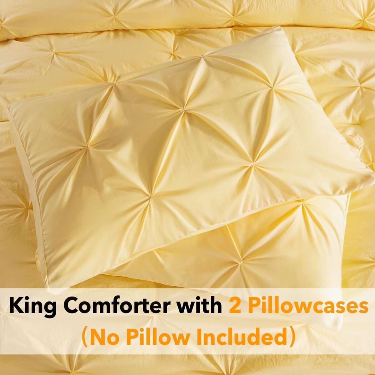 Andency Juego de edredón con pliegues amarillos para cama - Imagen 7