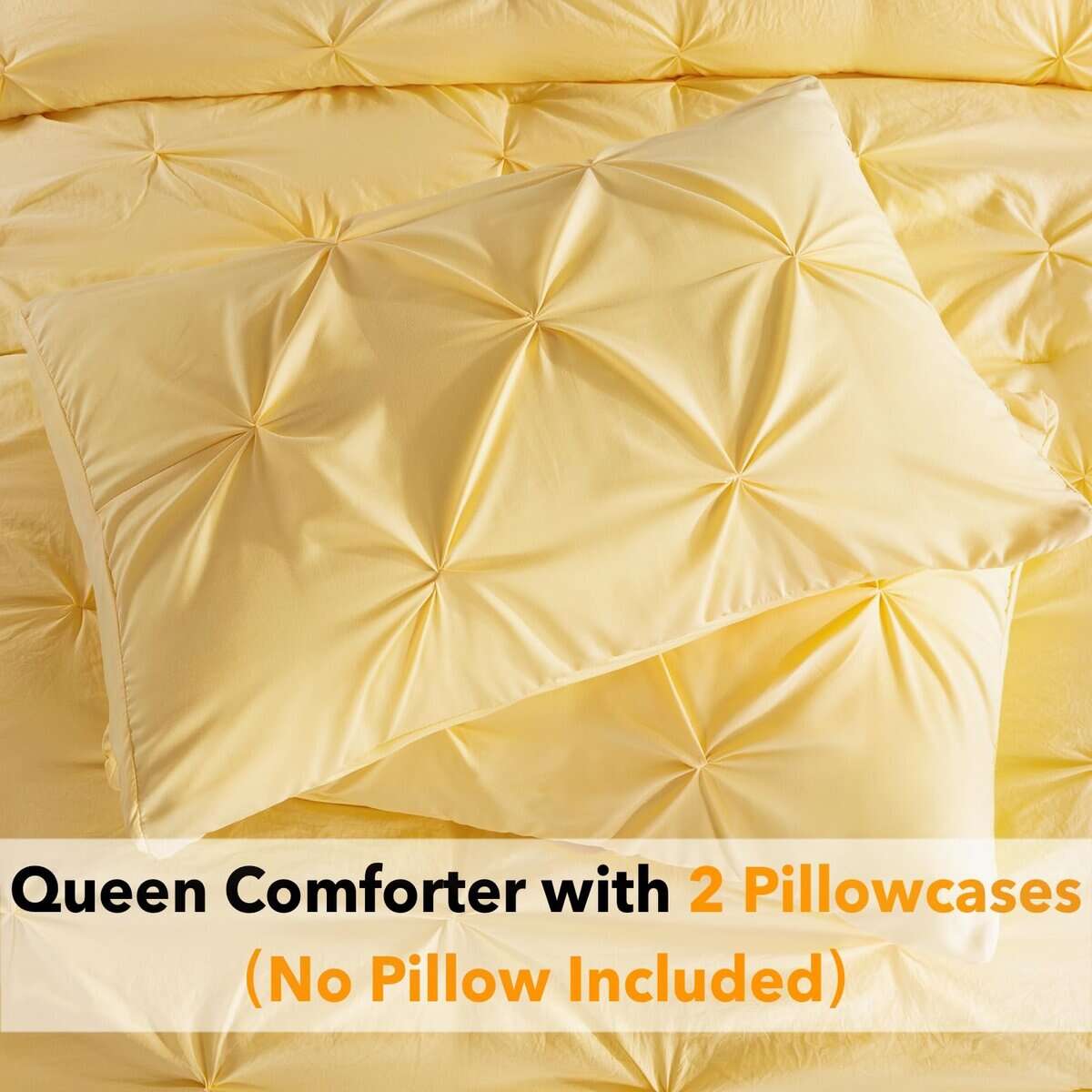 Juego de edredón Andency Pinch Pleat amarillo Queen (90x90 - Imagen 7