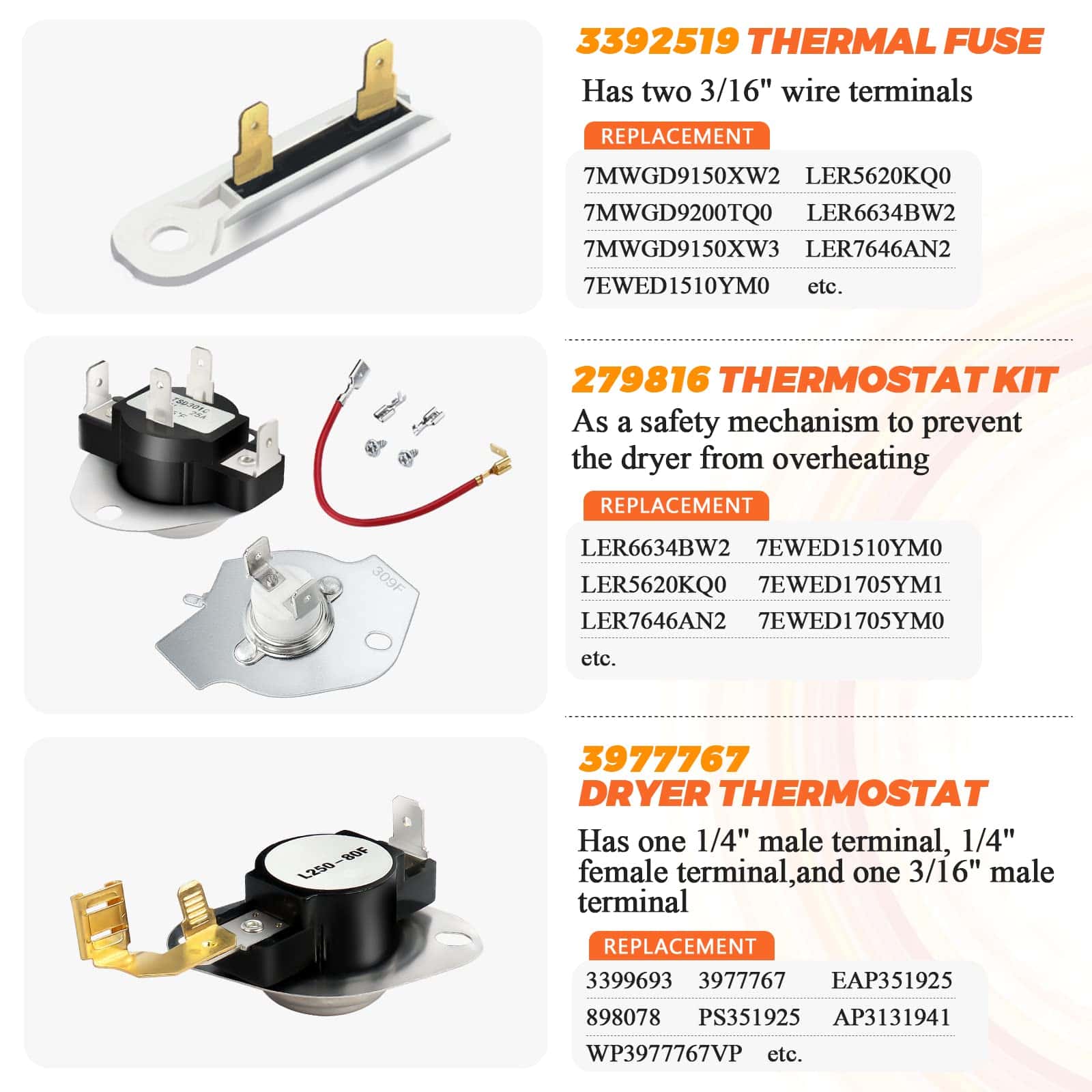 Kit de Elemento Calefactor 279838 Actualizado de Repuesto - Imagen 3