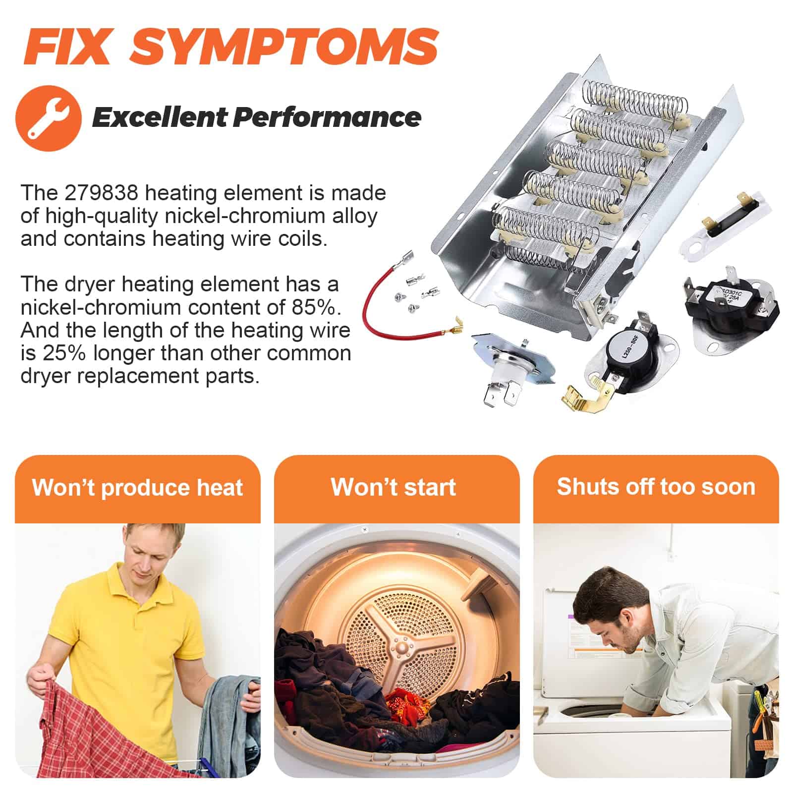 Kit de Elemento Calefactor 279838 Actualizado de Repuesto - Imagen 5