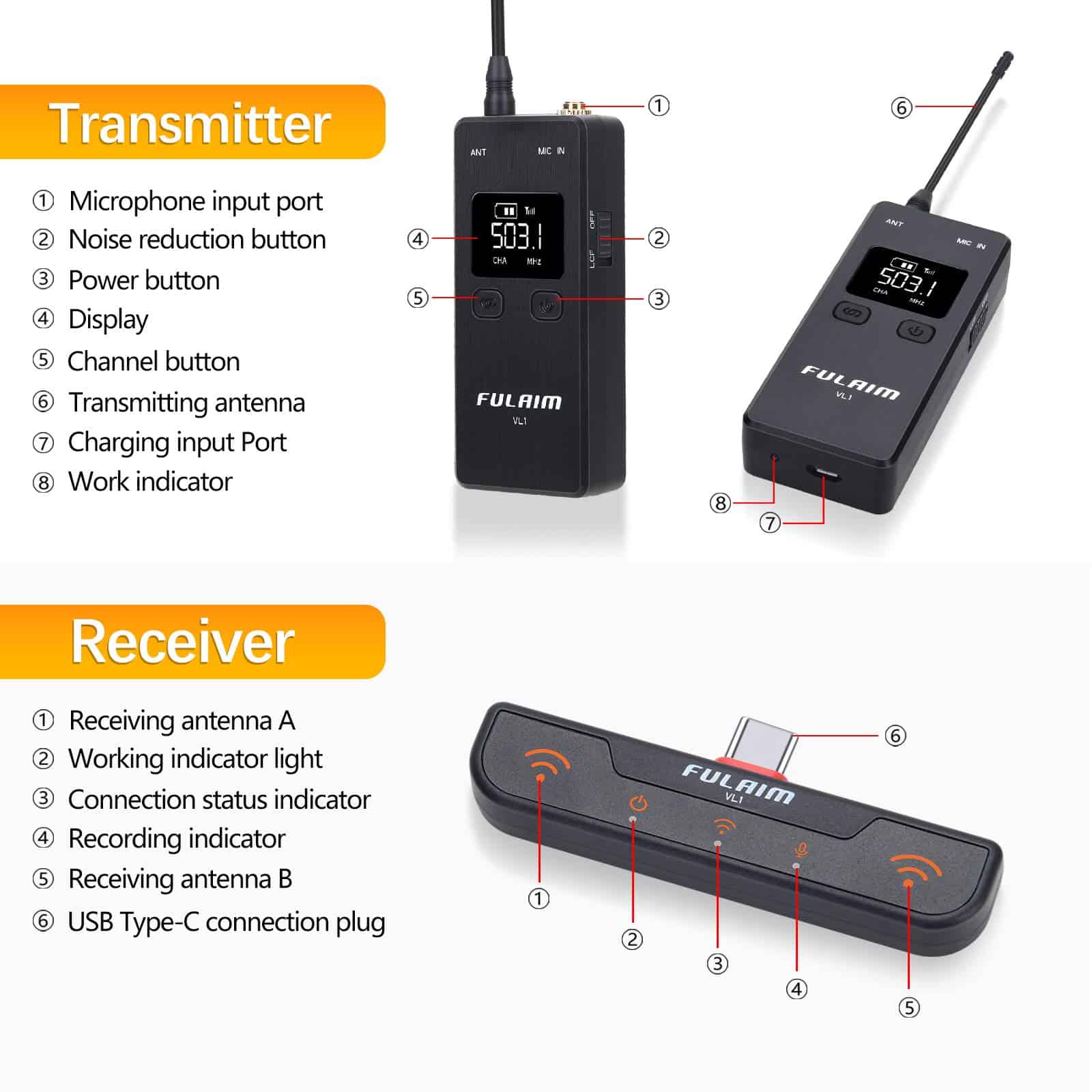 Sistema de micrófonos inalámbricos FULAIM VL1 para - Imagen 4