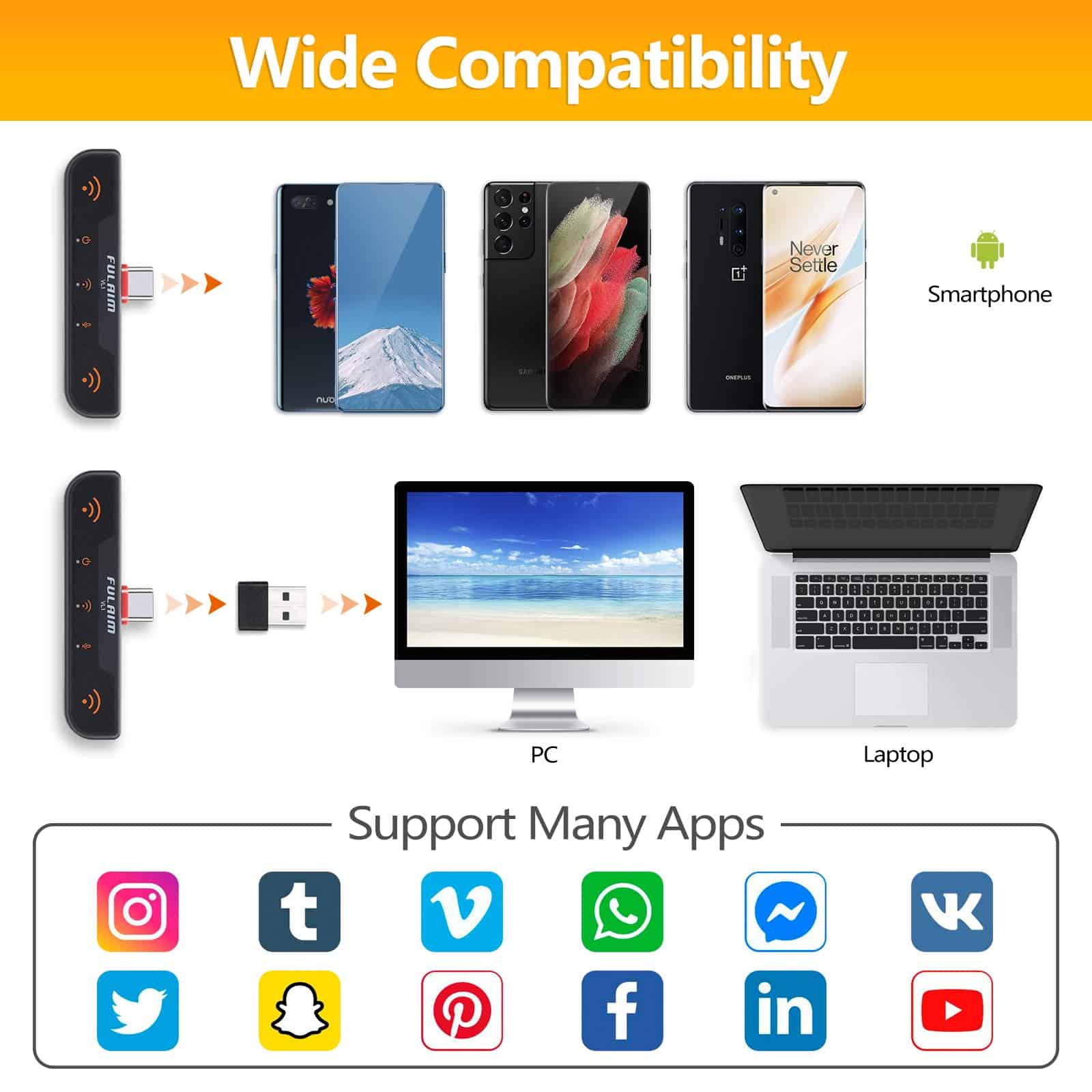 Sistema de micrófonos inalámbricos FULAIM VL1 para - Imagen 5