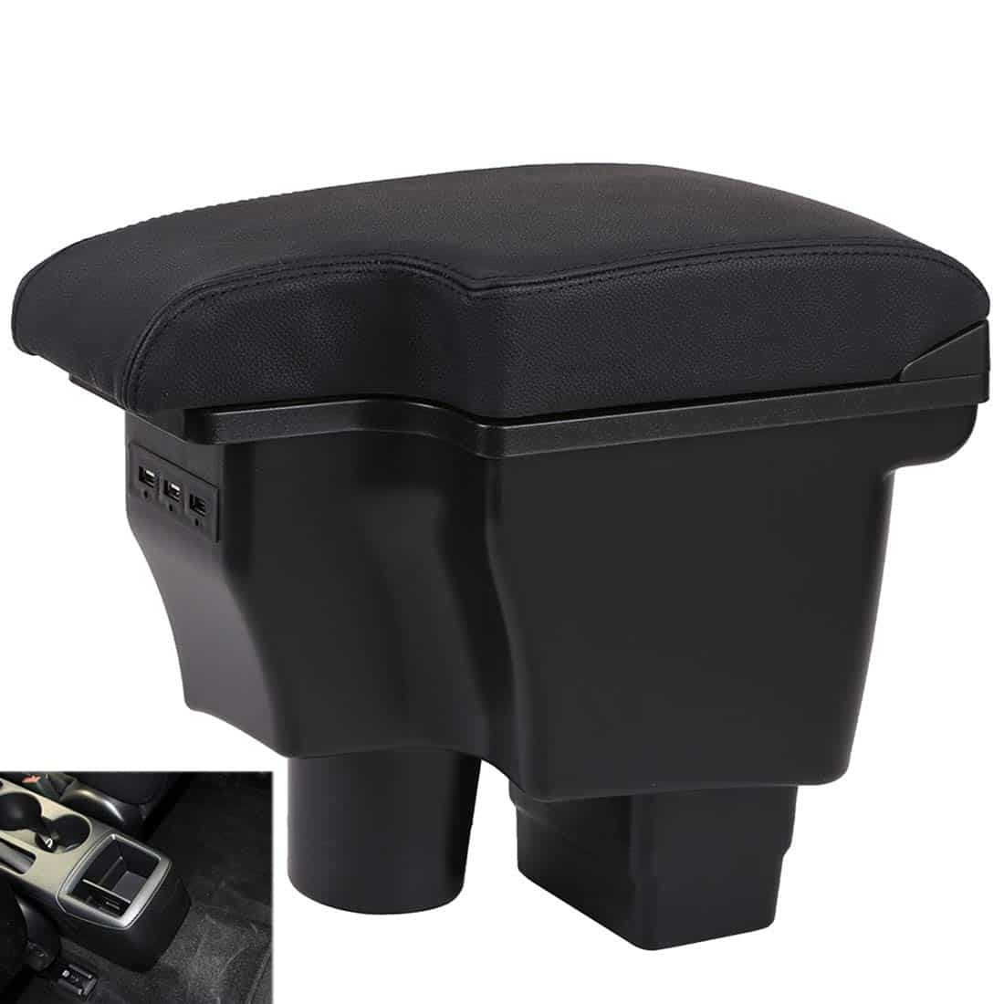 YJYWZH Doble Capa Reposabrazos para Mazda -Negro