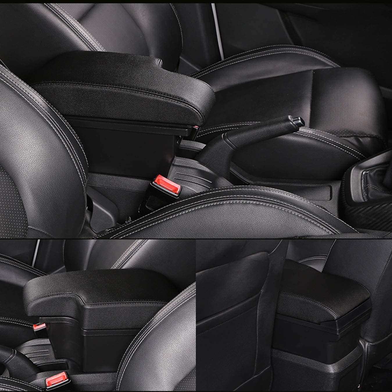 YJYWZH Doble Capa Reposabrazos para Mazda -Negro - Imagen 5