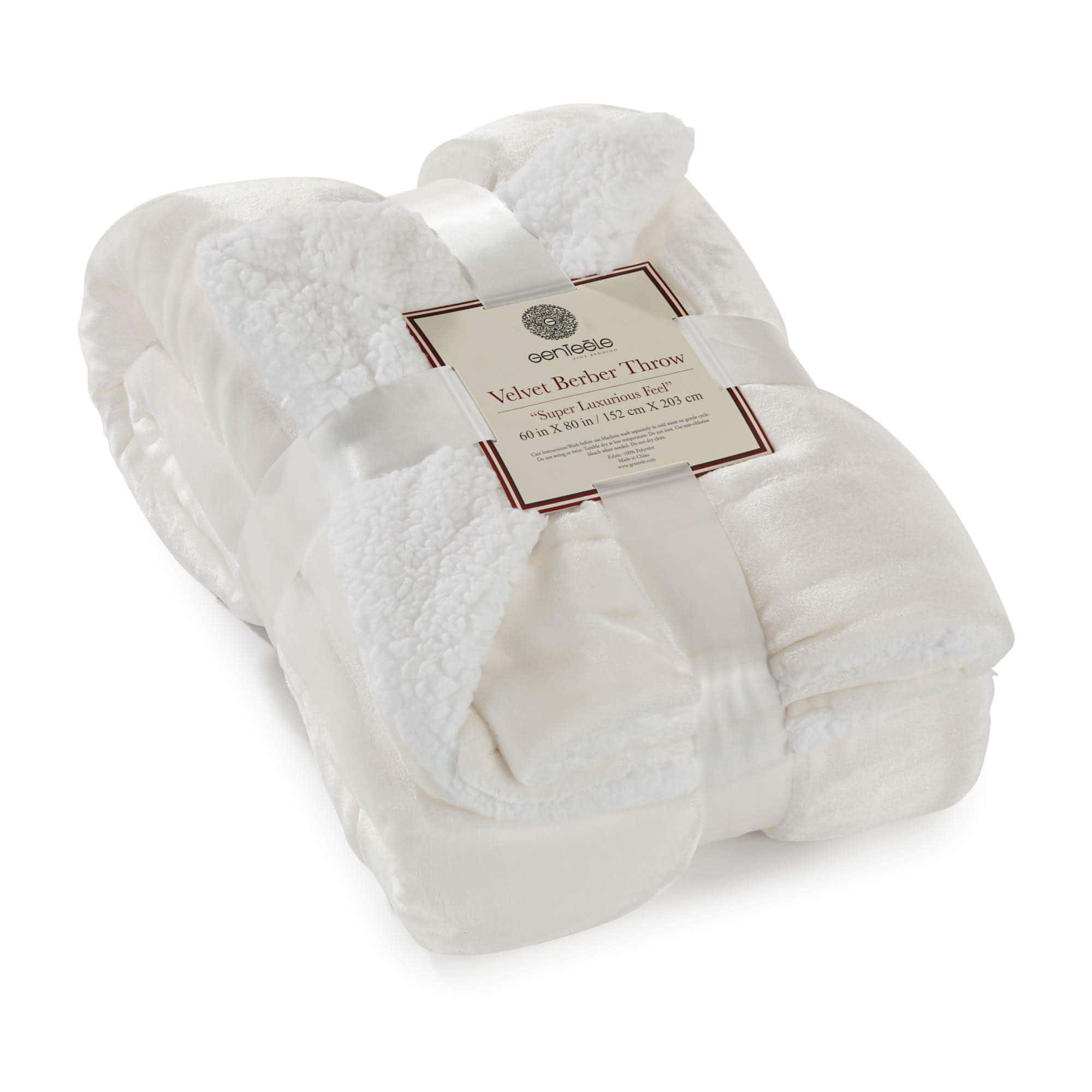 Manta de Sherpa Genteele Súper Suave -Ivory/White