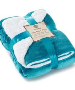 Manta de Sherpa Genteele Ultra Suave -Teal / Blanco