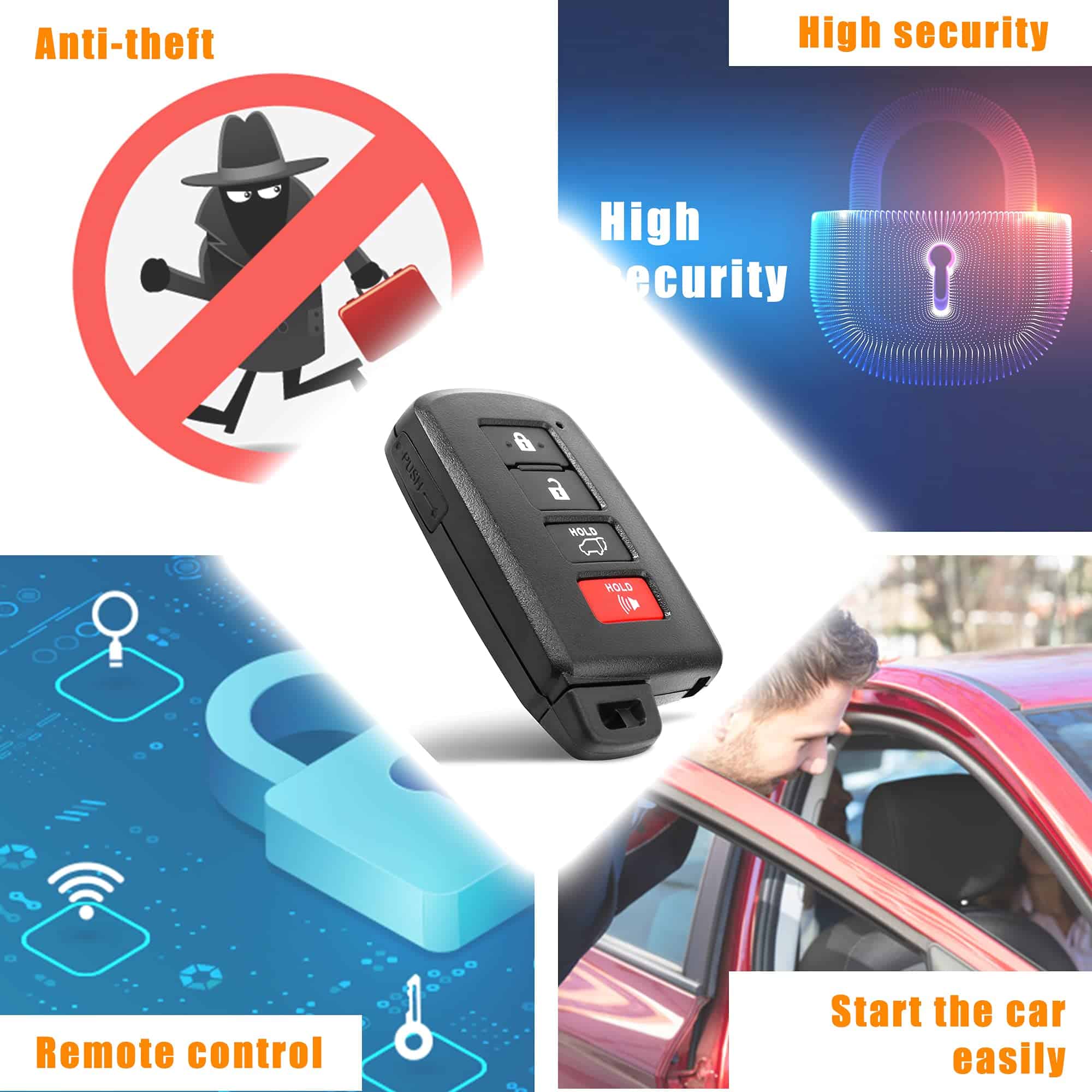 Llavero Remoto sin Llave VOFONO apto para Toyota Highlander - Imagen 7