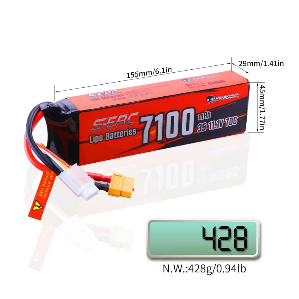 Batería SUNPADOW 3S Lipo 7100mAh 11.1V 70C Paquete Suave - Imagen 5