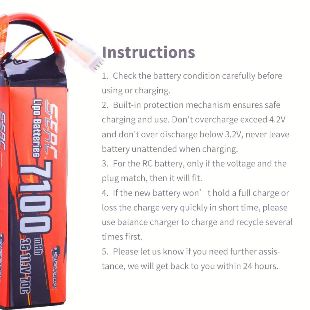 Batería SUNPADOW 3S Lipo 7100mAh 11.1V 70C Paquete Suave - Imagen 7