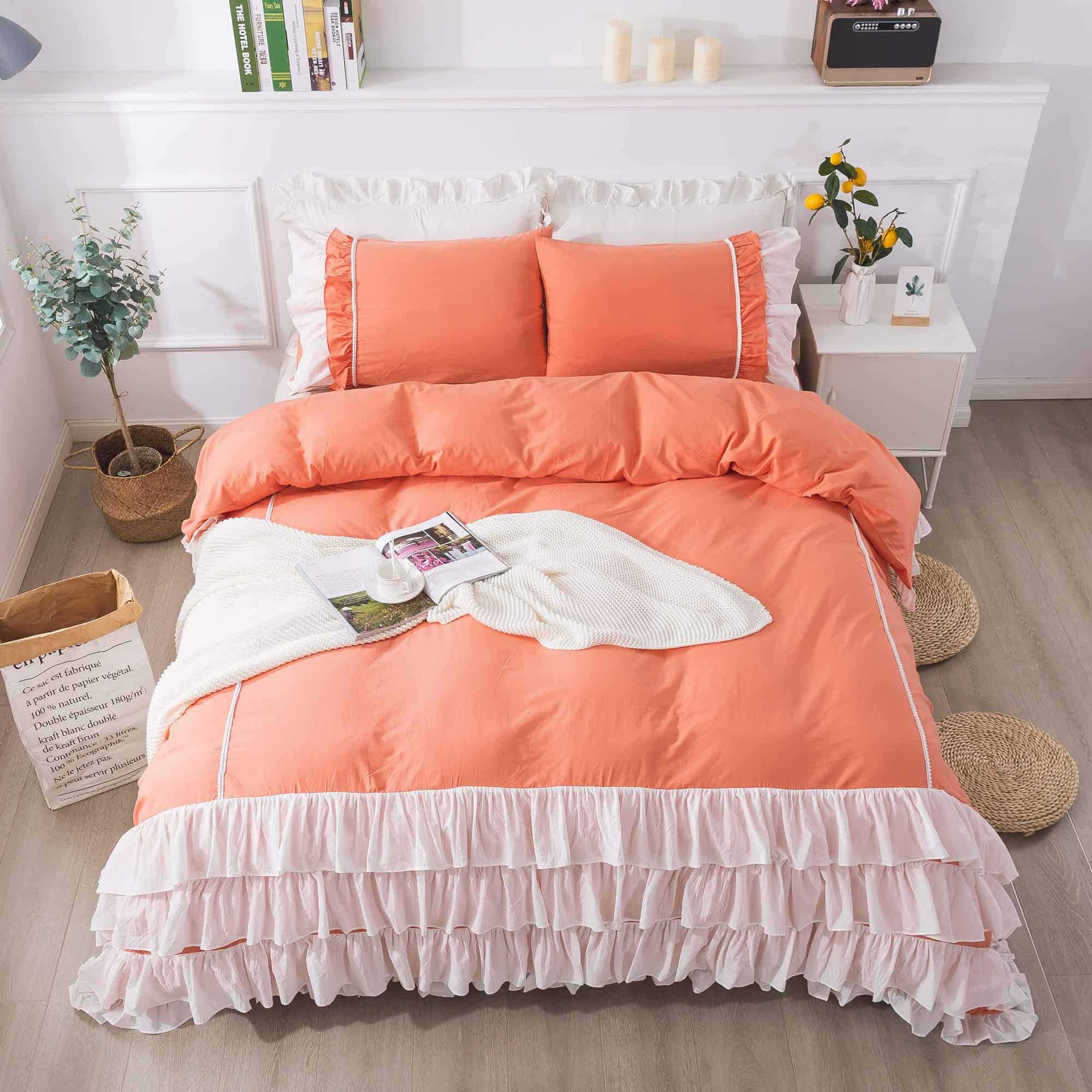 Juego de Ropa de Cama Soffta Shabby Coral Naranja con - Imagen 5