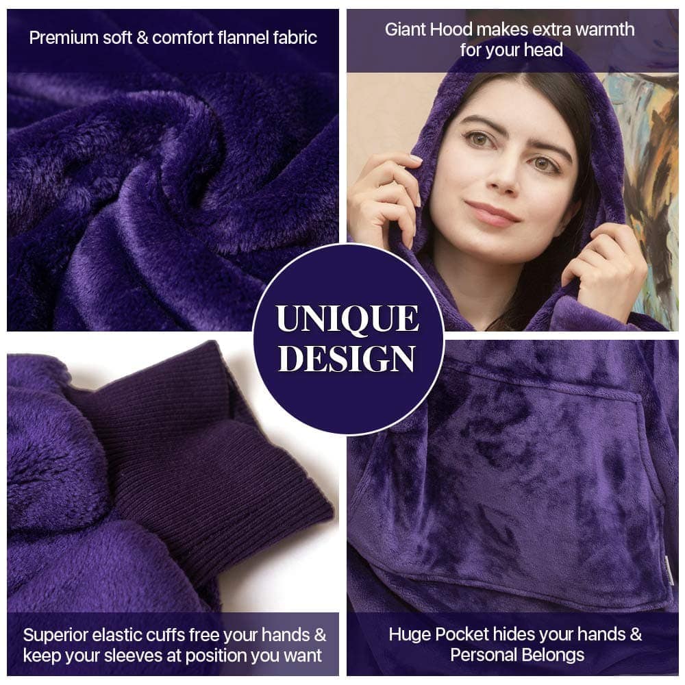 Manta con capucha Miss Mila, Extra larga y -Morado Mediano - Imagen 5
