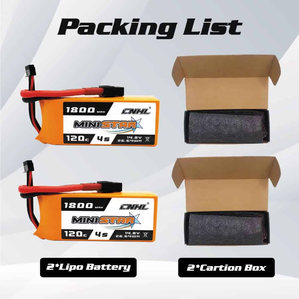 Batería Lipo CNHL 1800mAh 4S 14.8V 120C con Conector XT60 - Imagen 7