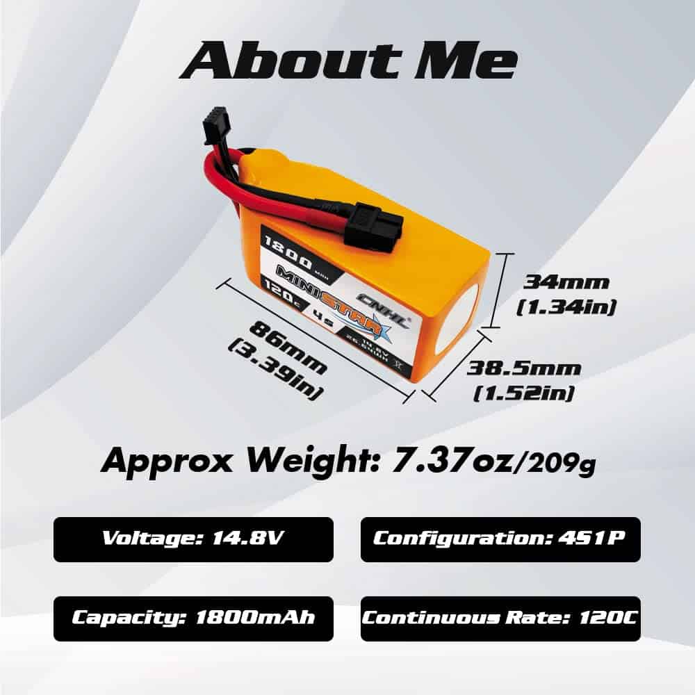 Batería Lipo CNHL 1800mAh 4S 14.8V 120C con Conector XT60 - Imagen 4