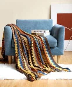 Manta Tejida con Textura BlueDorado con Borlas 51.1"�94.5",