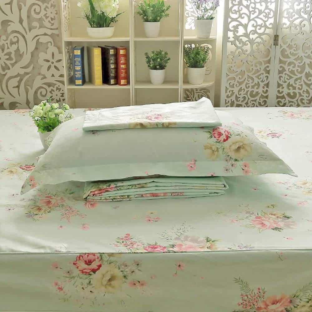 Juego de sábanas Usning King, Ropa de cama floral verde - Imagen 4