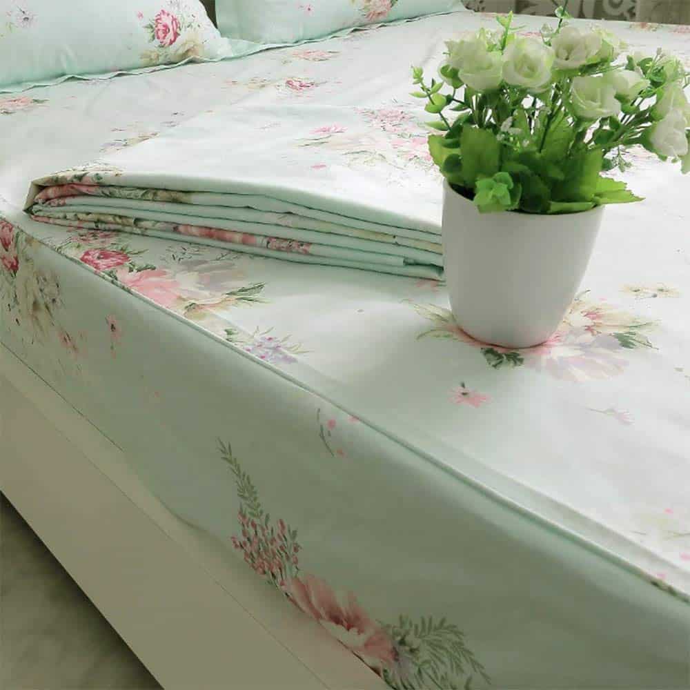 Juego de sábanas Usning King, Ropa de cama floral verde - Imagen 3