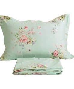 Juego de sábanas Usning King, Ropa de cama floral verde