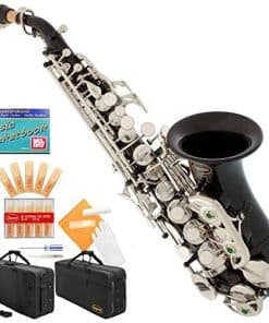 Saxofón Soprano Recto Lazarro Negro-Plateado Bb Con 11