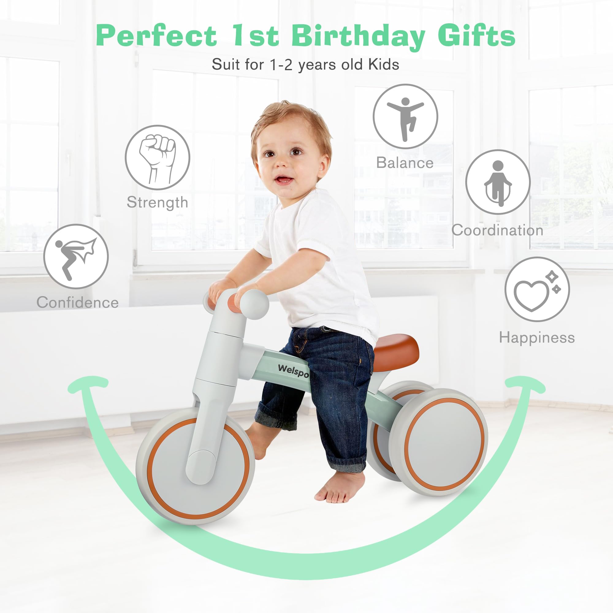 Bicicleta de Equilibrio para Bebés Welspo para Niños y - Imagen 3