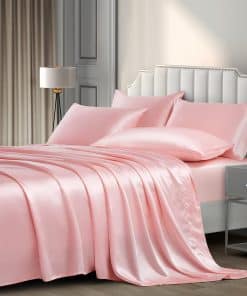 Juego de Sábanas de Satén P Pothuiny de 6 Piezas para Cama