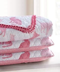 Juego de Edredón de 3 Piezas con Estampado de Gatos Rosas y