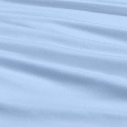 Juego de sábanas de algodón peinado King Azul Claro Sólido - Imagen 5