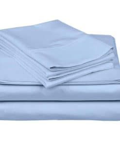 Juego de sábanas de algodón peinado King Azul Claro Sólido