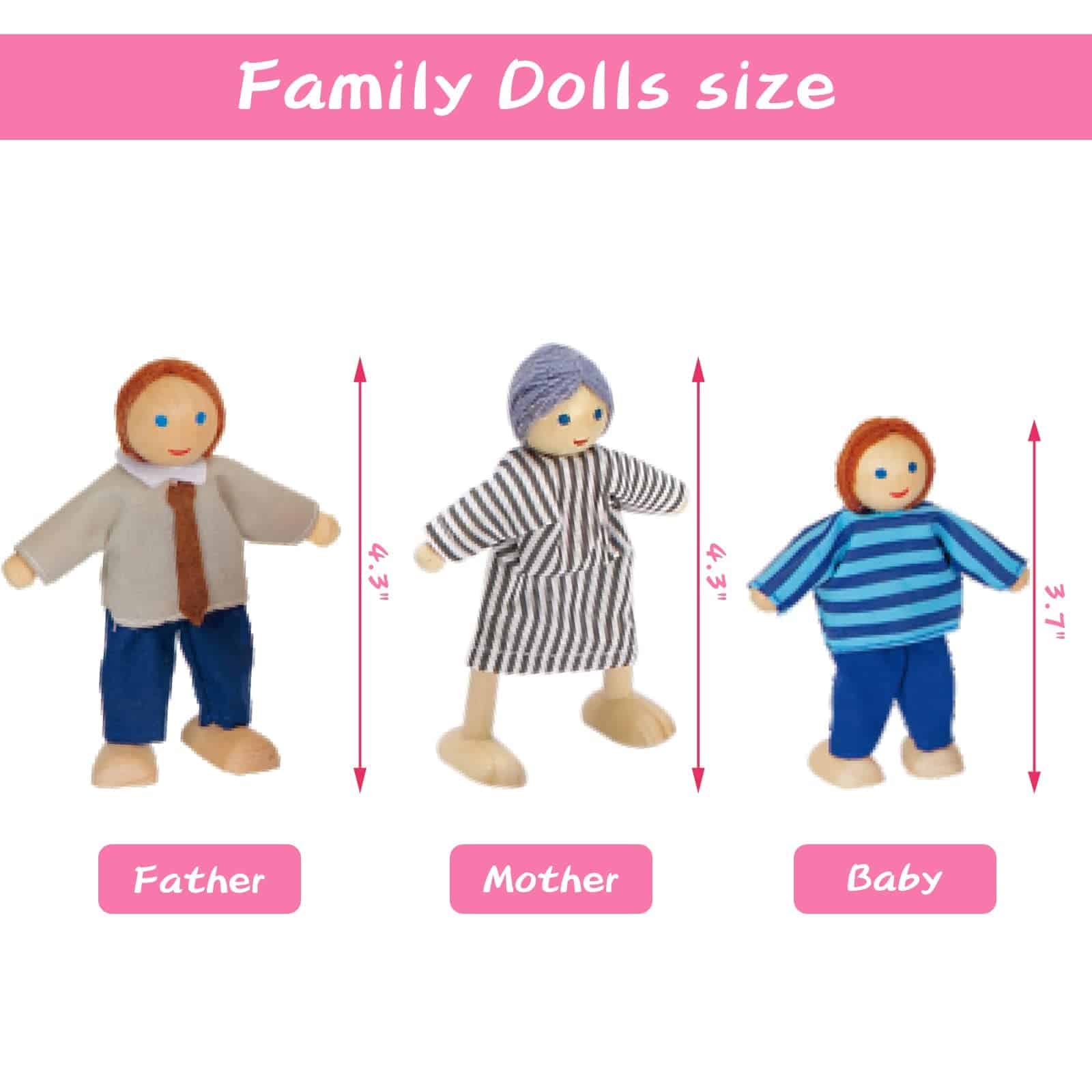 Casa de muñecas de madera rosa Giant bean con set de - Imagen 9