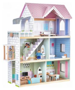 Casa de muñecas de madera rosa Giant bean con set de