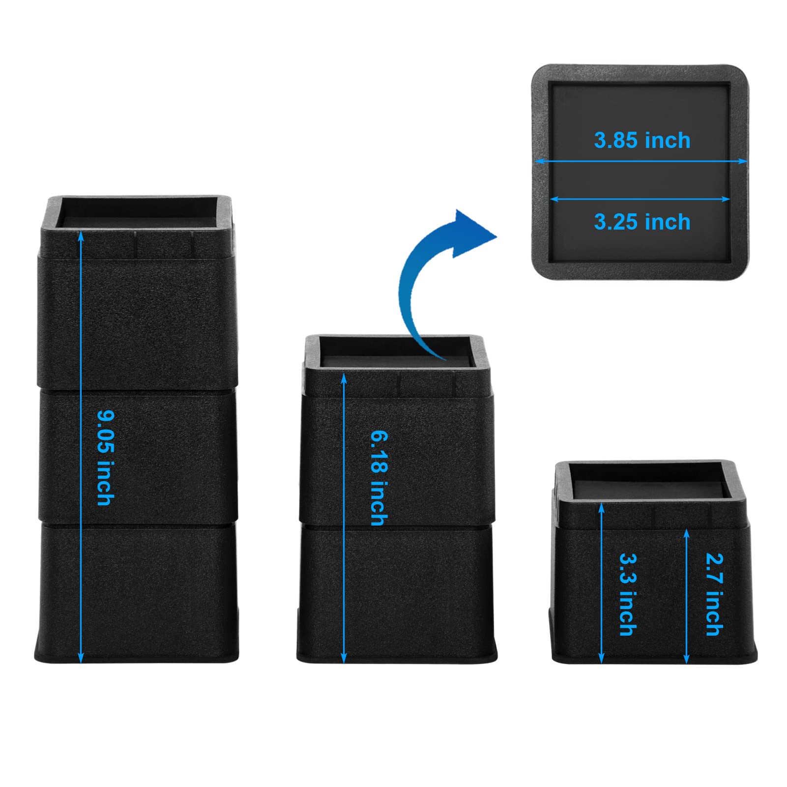 BTSD-home Elevadores Apilables para Cama y Muebles de 3 - Imagen 5