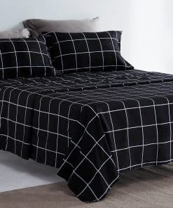 Juego de sábanas estampadas de cuadros King Size 4 Piezas -