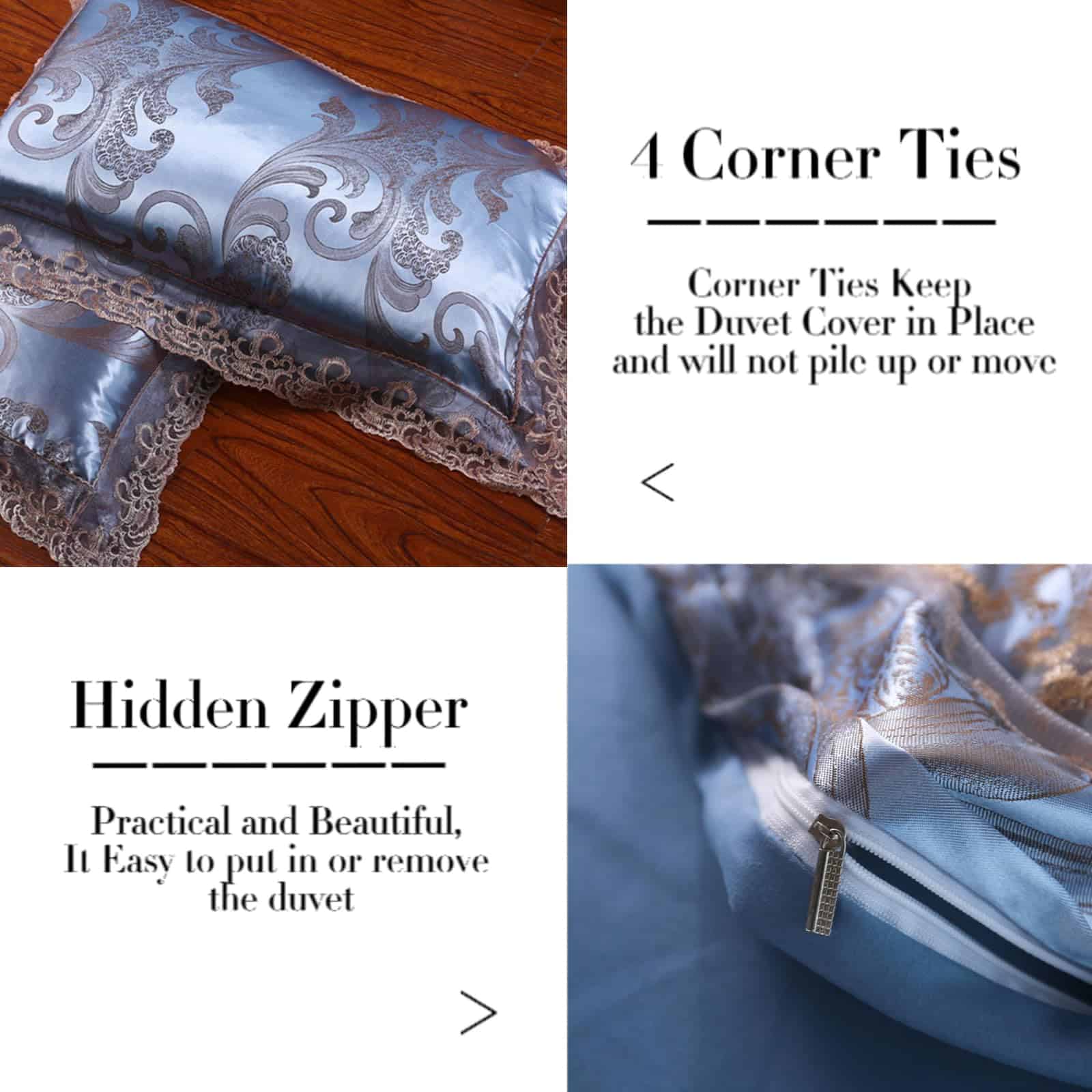 Juego de Ropa de Cama 3 Piezas Elegante Diseño Europeo - Imagen 7