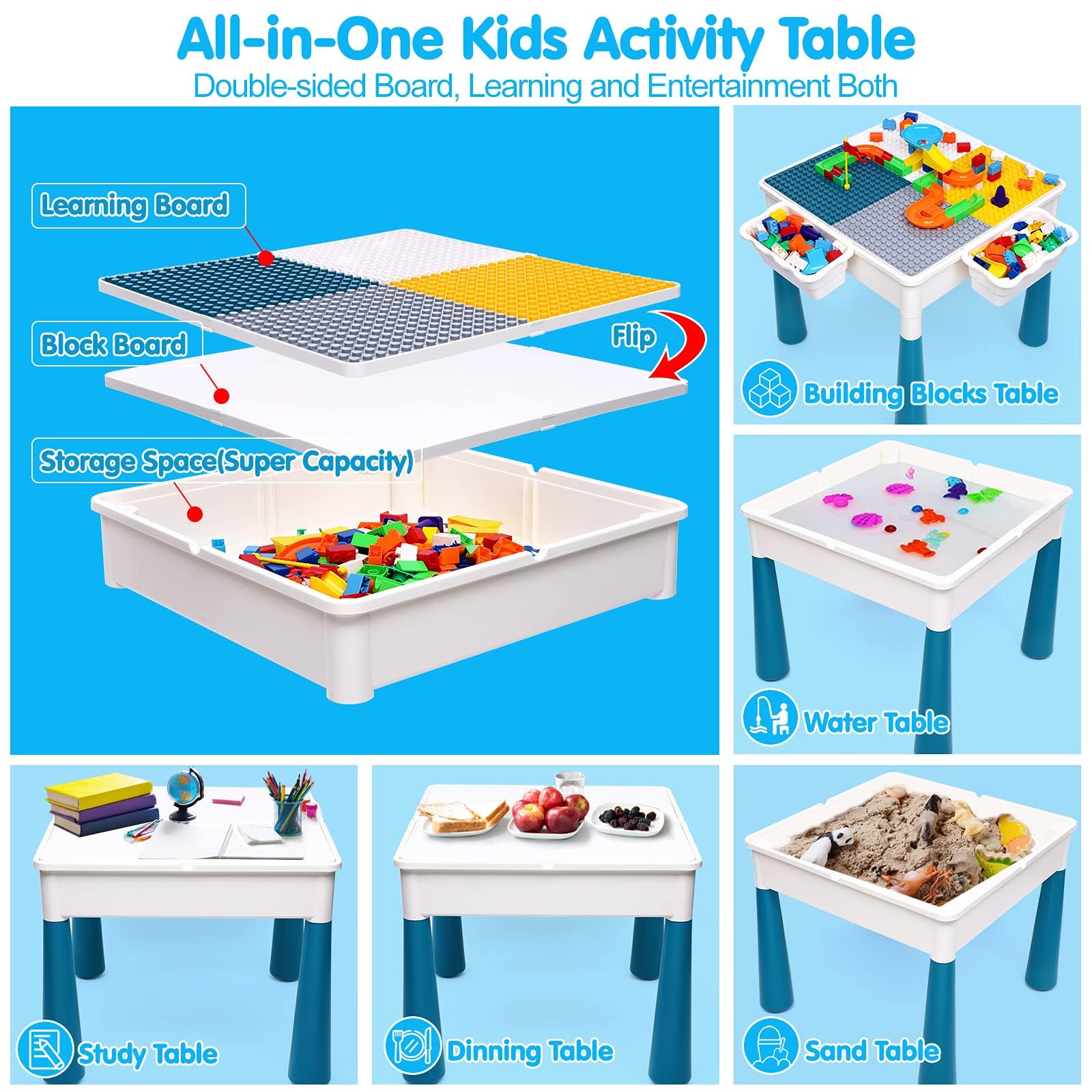 Mesa de Actividades para Niños Juegos de Mesa y sillas para - Imagen 3
