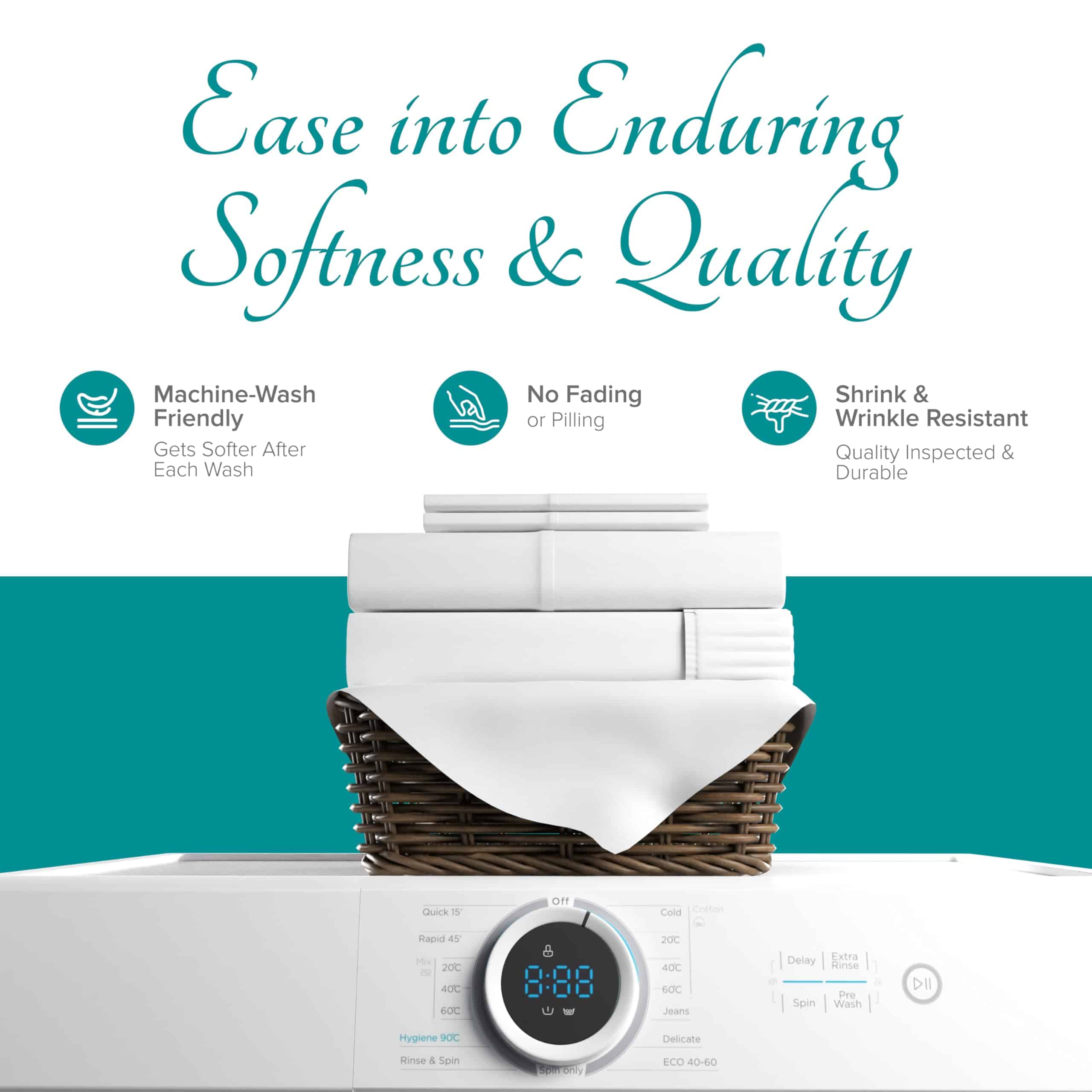 Juego de sábanas 100% algodón egipcio Carressa Linen tamaño - Imagen 9