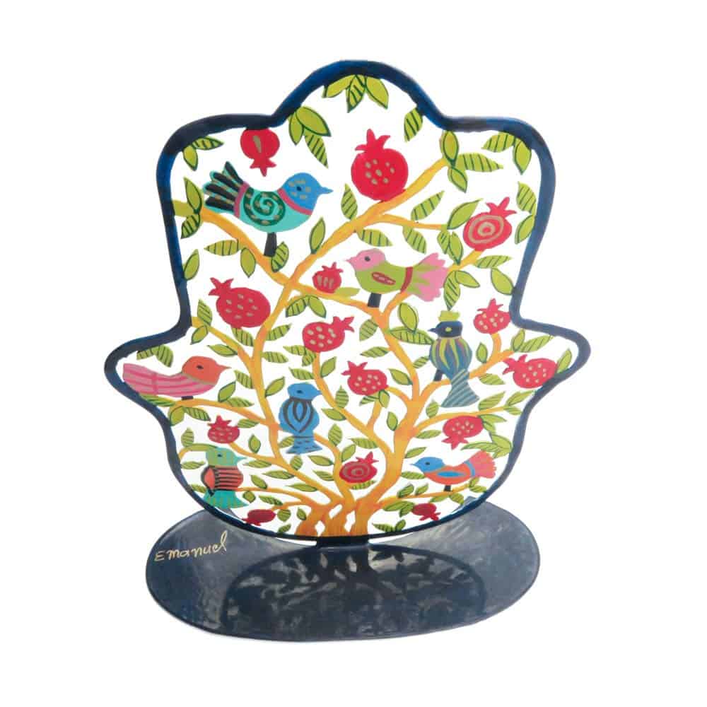 EMANUEL Yair Eamanuel Hamsa Stand Pintado a Mano con Aves y - Imagen 4