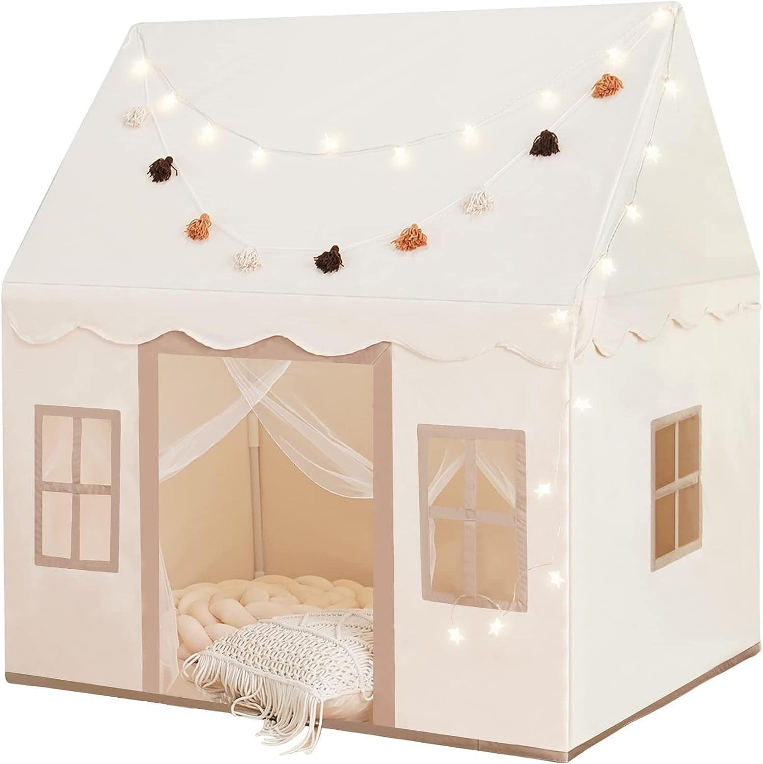 Carpa Grande para Niños con Colchoneta, Luces de Estrella,