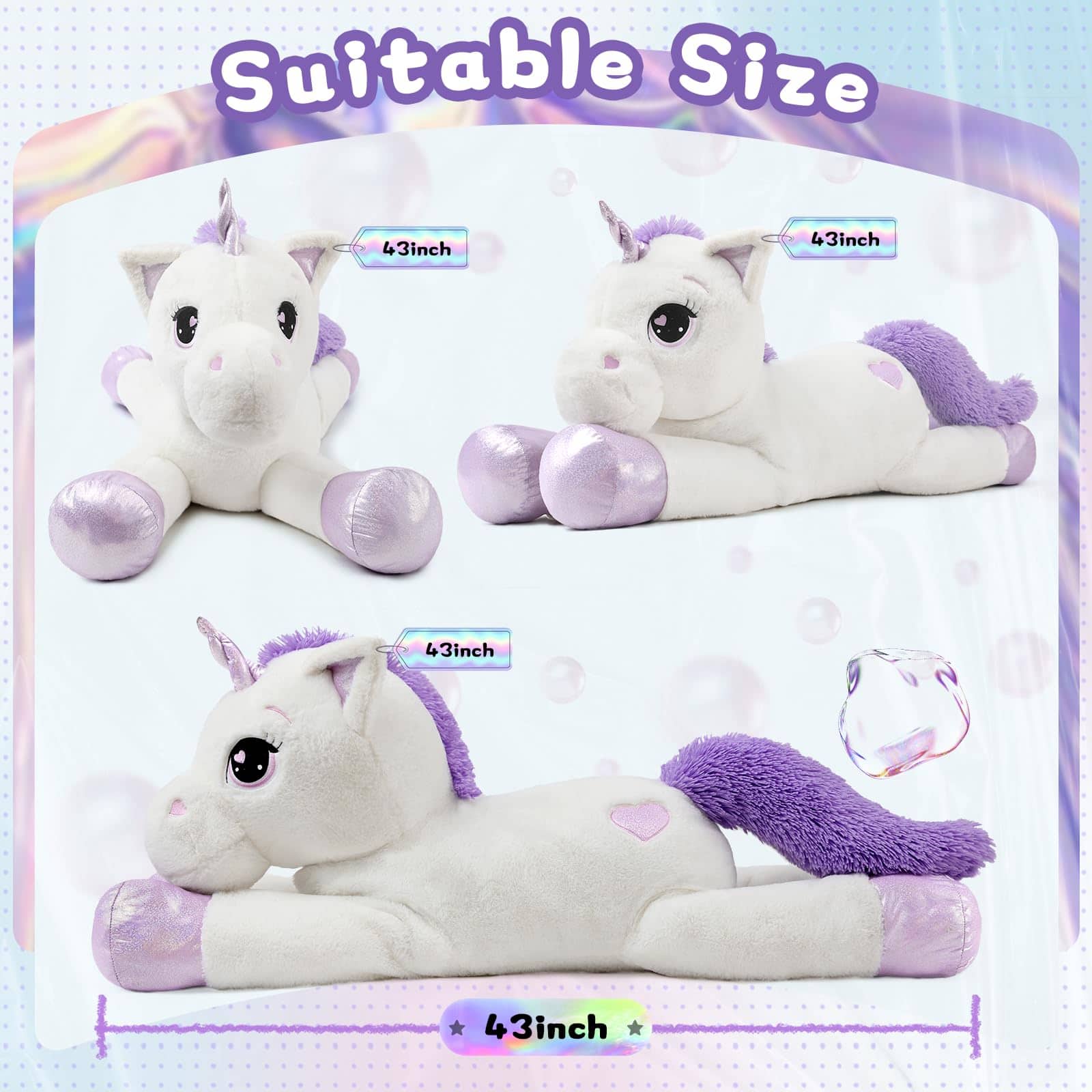 Peluche de Unicornio Grande Lanmore de 43"., Juguetes de - Imagen 3