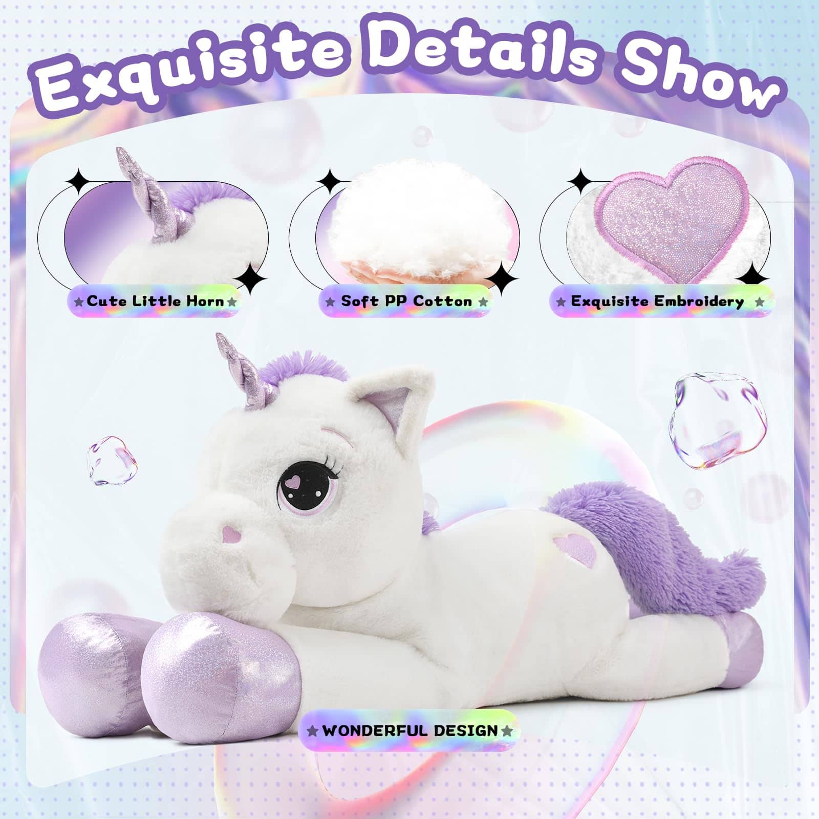 Peluche de Unicornio Grande Lanmore de 43"., Juguetes de - Imagen 4