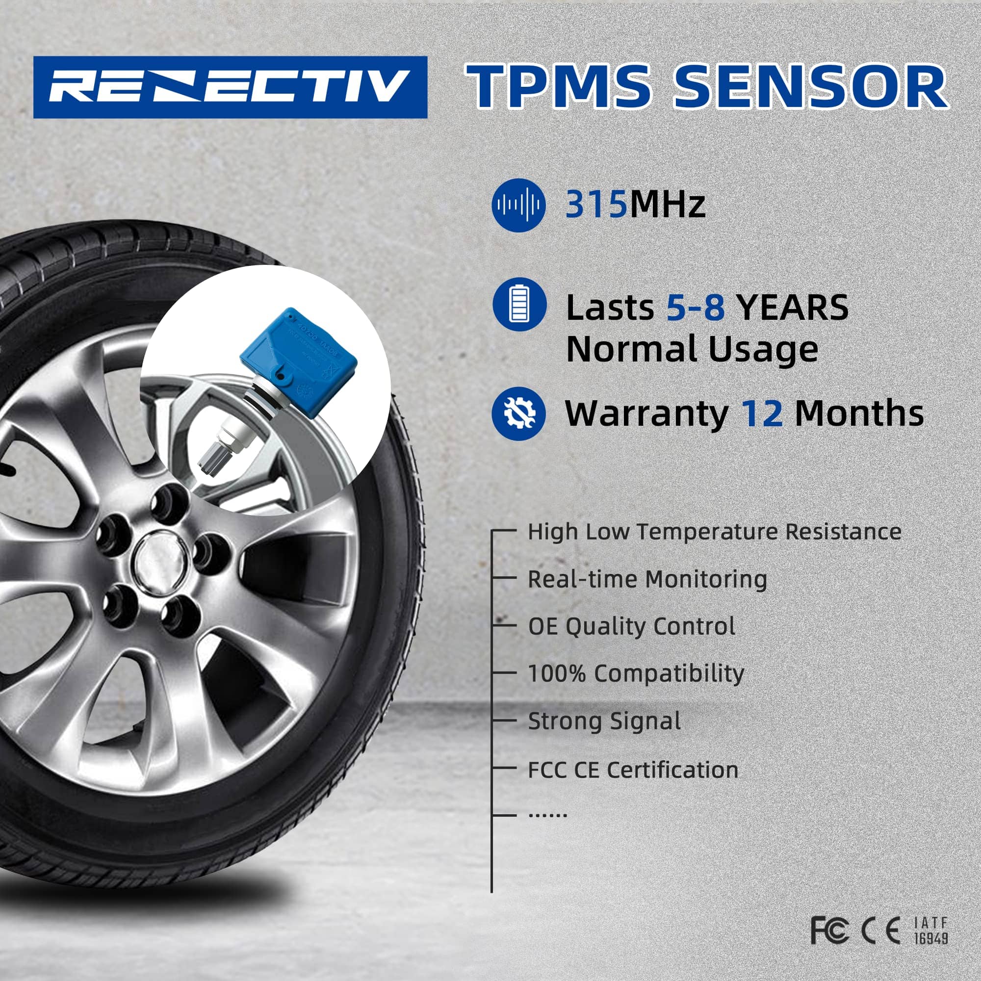 SENSOR TPMS RENECTIV para Nissan, 4pcs 315MHz Sensores de - Imagen 4