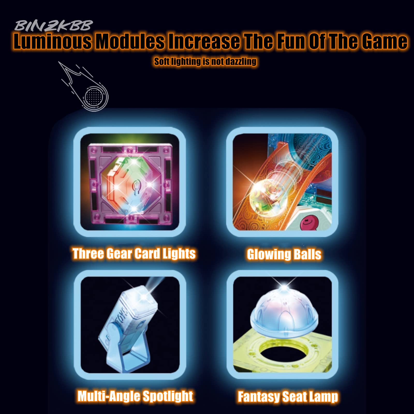 BINZKBB Light Magnetic Tiles Building Blocks para Niños, - Imagen 3