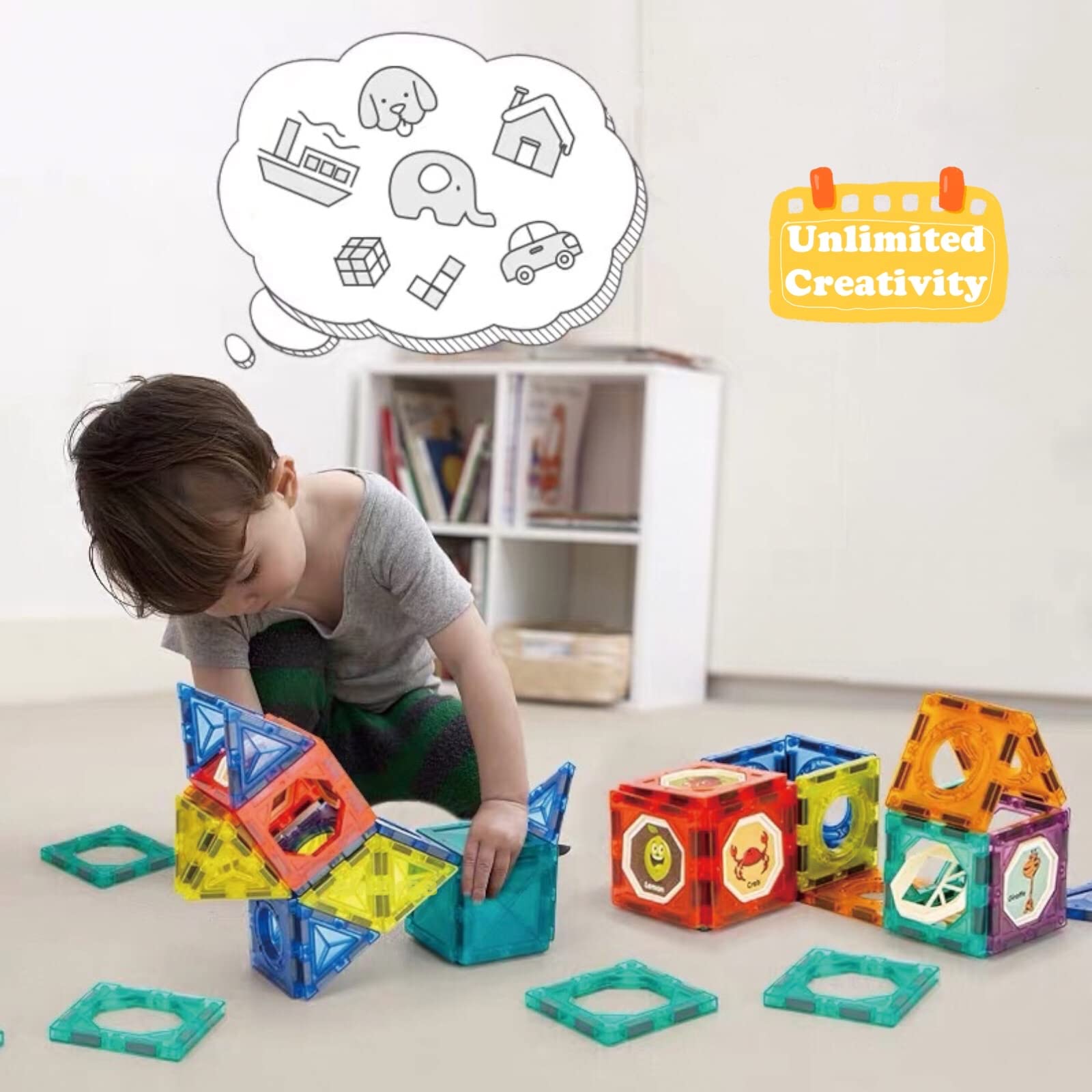 BINZKBB Light Magnetic Tiles Building Blocks para Niños, - Imagen 7