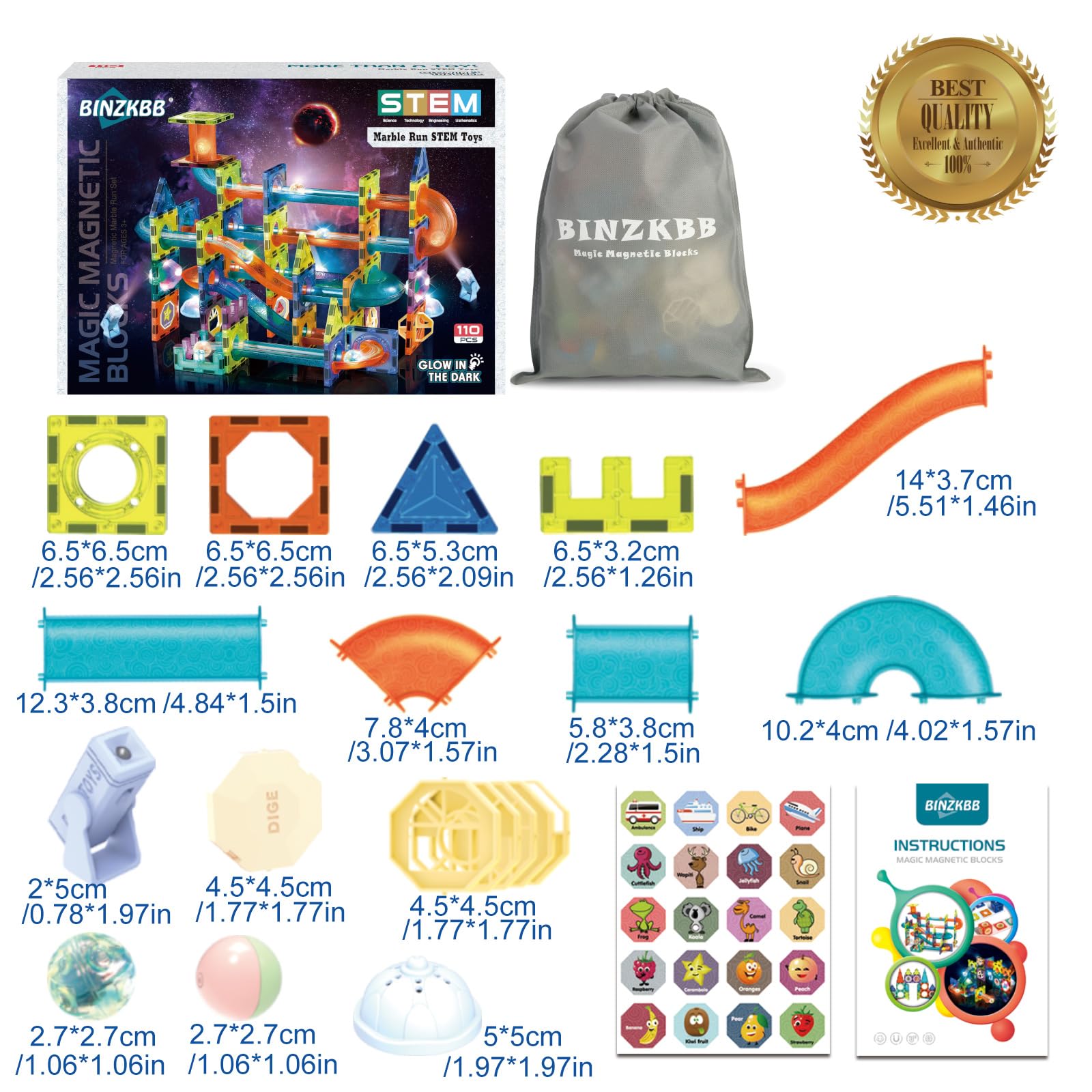 BINZKBB Light Magnetic Tiles Building Blocks para Niños, - Imagen 8