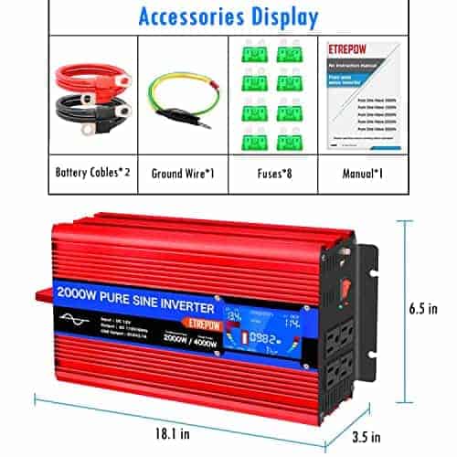 Inversor de Onda Sinusoidal Pura ETREPOW 2000 Vatios 12V DC - Imagen 7