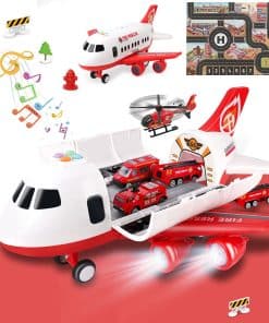 Avión de Juguete Dwi Dowellin con Coches de Bomberos y