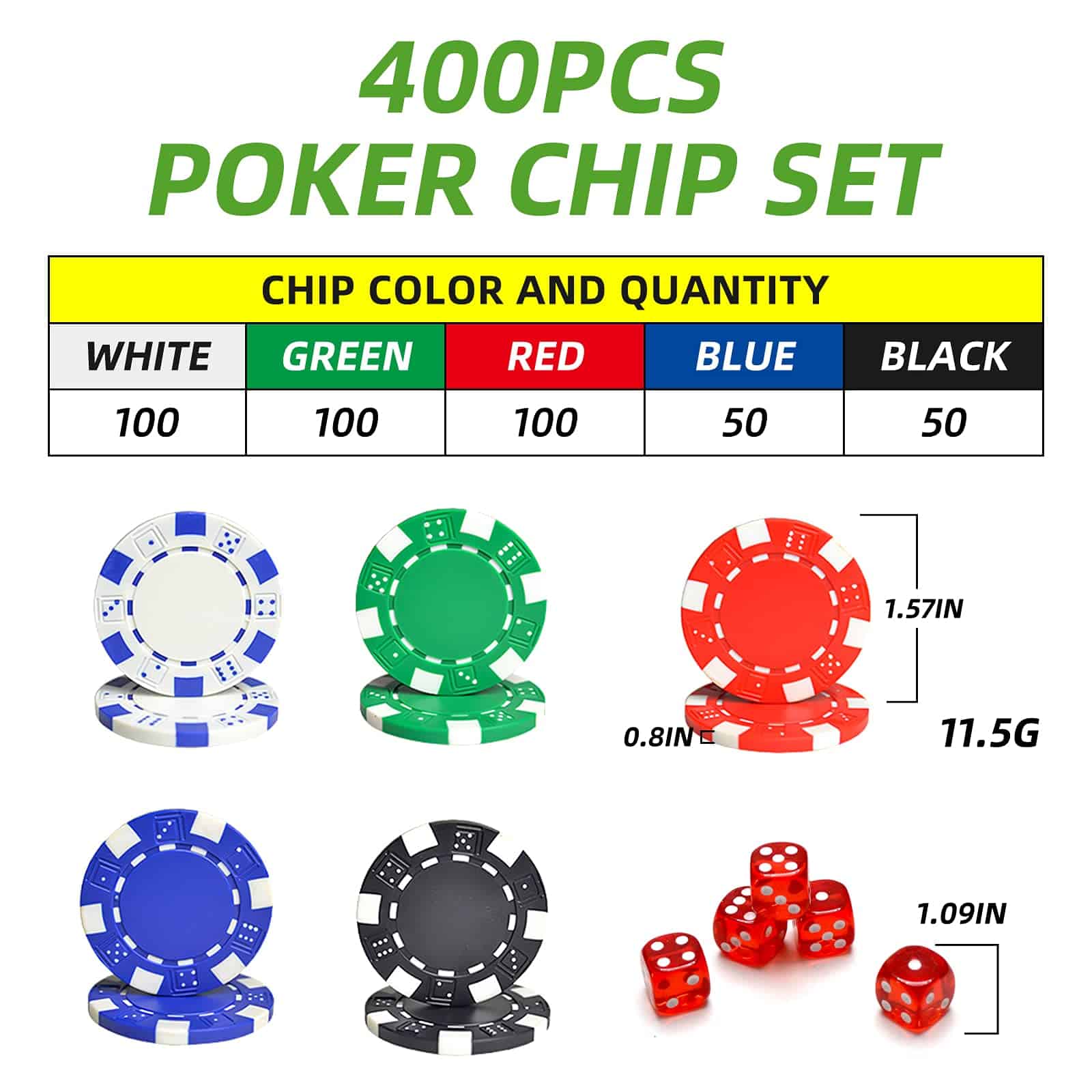 Juego de fichas de póker NOLIE Casino de 400 PCS con - Imagen 4