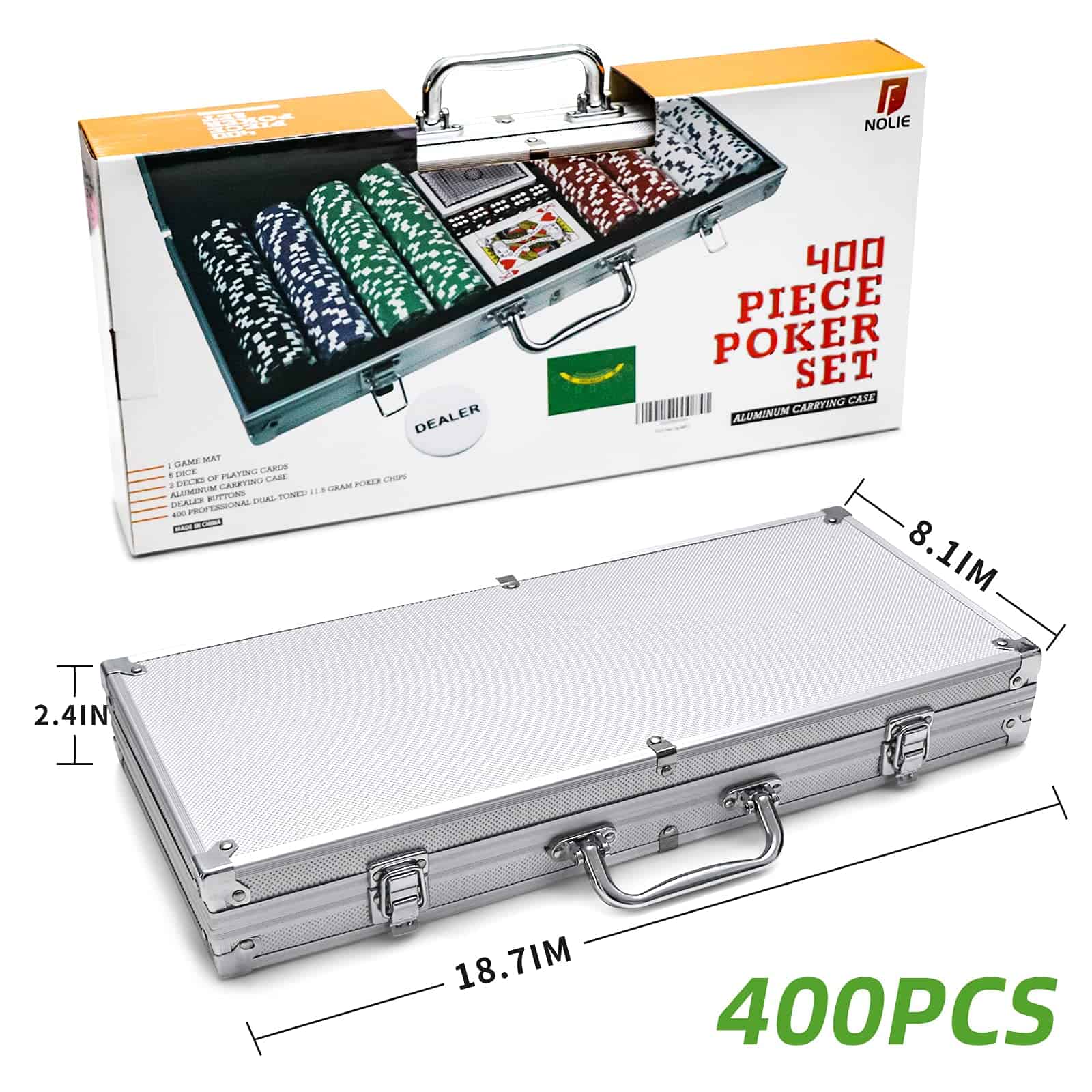 Juego de fichas de póker NOLIE Casino de 400 PCS con - Imagen 8