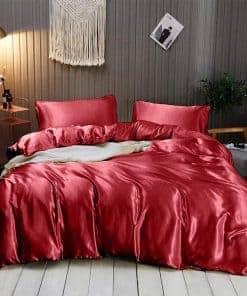 Juego de sábanas de satén de seda Queen Rico � 7 piezas -