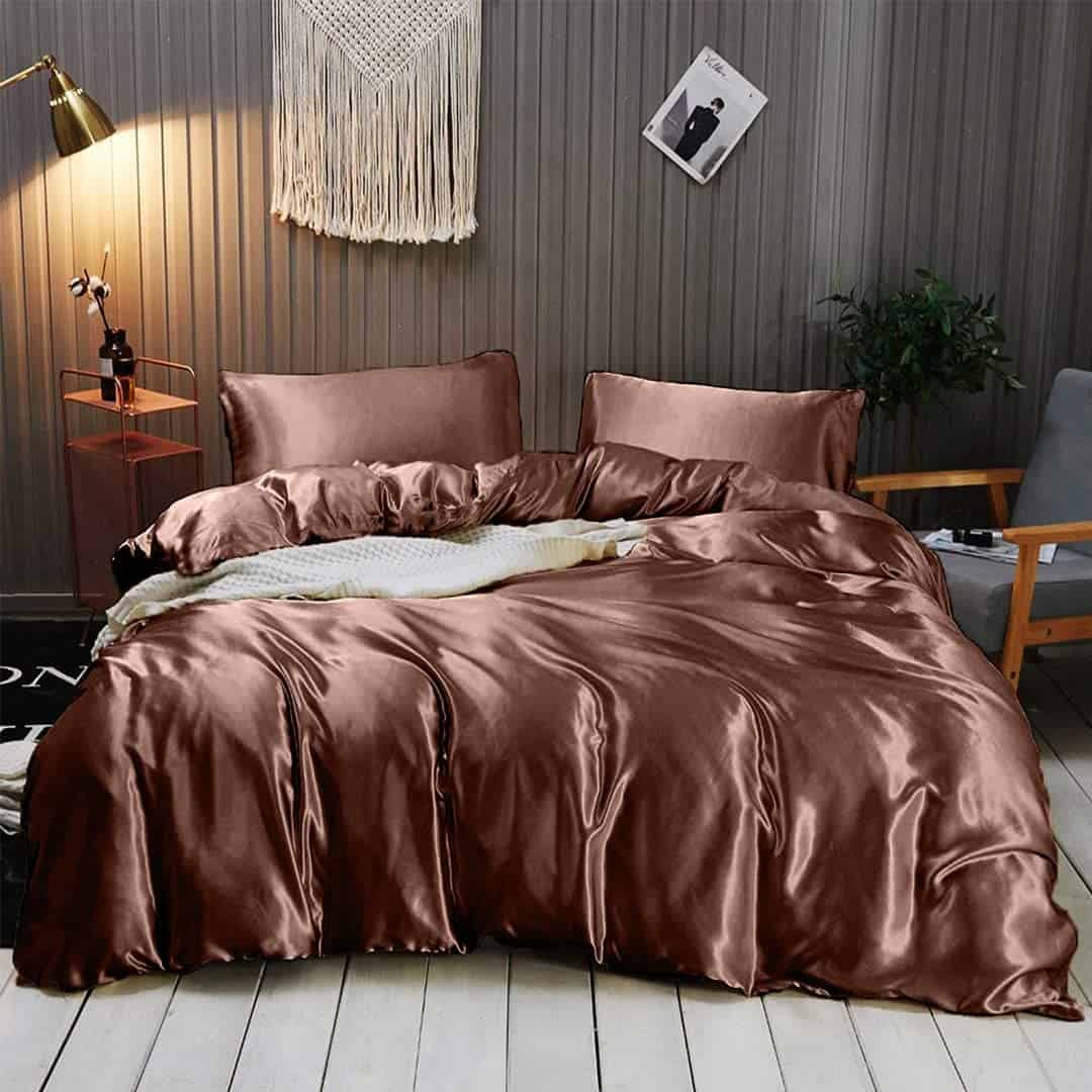 Juego de Sábanas de Seda Satinada, 1 Sábana Ajustable de