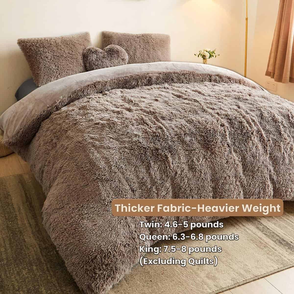 Juego de funda de edredón de lujo MEGO Shaggy Faux Fur, - Imagen 3